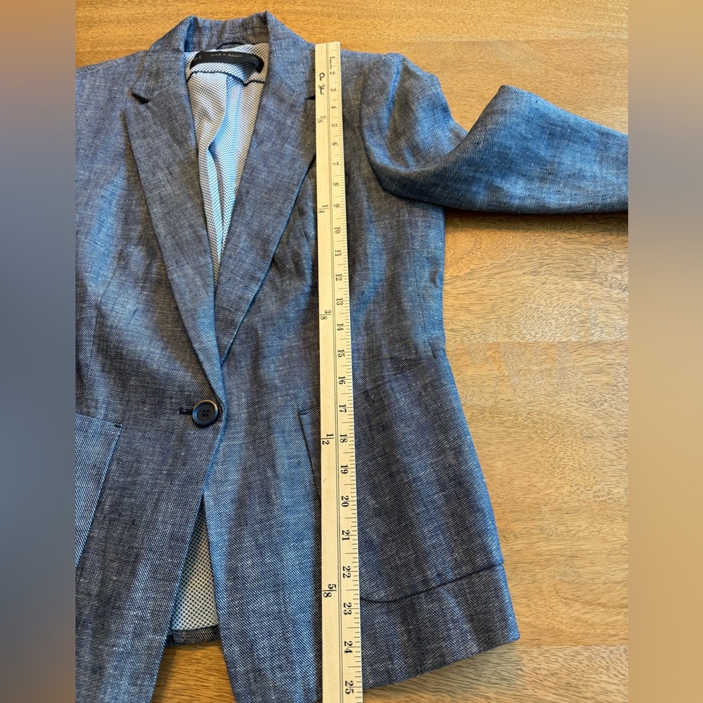 Zara blazer women Size Medium - Excellent Condition- Blue And White Linen - Picture 6 of 9